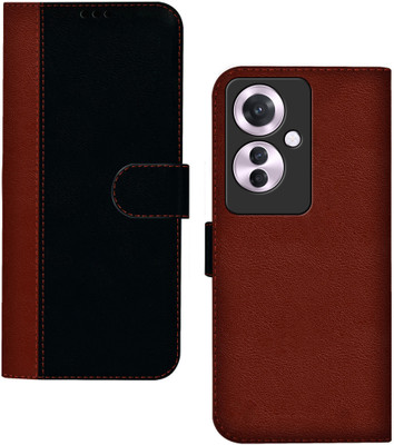HUPSHY Flip Cover for OPPO Reno11 F 5G(Black, Brown, Dual Protection, Pack of: 1)