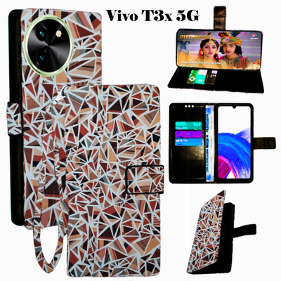 Mxkart Flip Cover for Vivo T3X 5G(Brown, Pack of: 1)