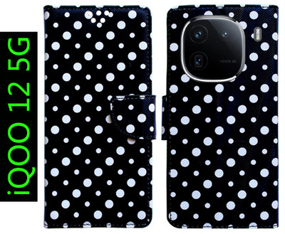 Toklot Flip Cover for iQOO 12 5G(Black, White, Pack of: 1)