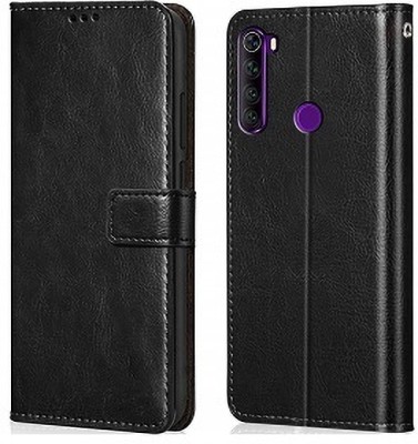 AKSP Flip Cover for Redmi Note 8 Leather Finish and Card Pockets(Black, Magnetic Case, Pack of: 1)