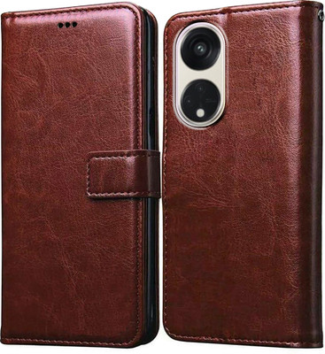 Casotec Flip Cover for Oppo Reno8T 5G(Brown, Pack of: 1)