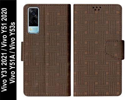 SBMS Flip Cover for Vivo Y51A / Vivo Y51 2020 / Vivo Y53s / Vivo Y31 2021 Back Cover Case(Brown, Shock Proof, Pack of: 1)