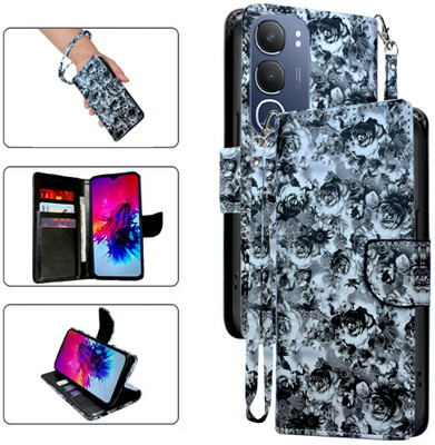 Cutemart Flip Cover for Vivo Y19s 5G(Black, Pack of: 1)