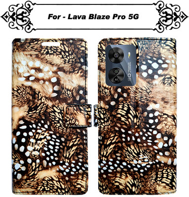 Asmart Flip Cover for Lava Blaze Pro 5G(Gold, Pack of: 1)