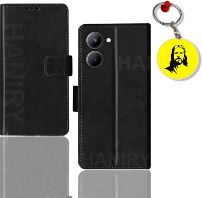 HANIRY Flip Cover for Realme C33 flip case | RMX3624 flip cover | Free Jesus Keychain | Black(Black, Magnetic Case, Pack of: 1)