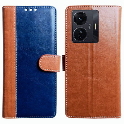 Realgo Flip Cover for iQOO Z6 Pro 5G(Brown, Pack of: 1)