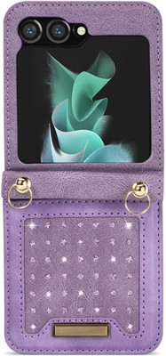 HIGAR Flip Cover for Samsung Galaxy Z Flip 6 / Z Flip 7 FE 5G, Leather Card Slot with Double Buckle Durable Case(Purple, Card Holder, Pack of: 1)