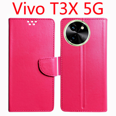 Toklot Flip Cover for Vivo T3X 5G(Pink, Pack of: 1)