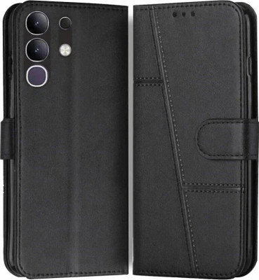 FoneShield Flip Cover for Vivo Y31 Pro 5G / Vivo T4x 5G / iQOO Z10X 5G|Premium Leather Finish | Magnetic Closure(Black, Magnetic Case, Pack of: 1)