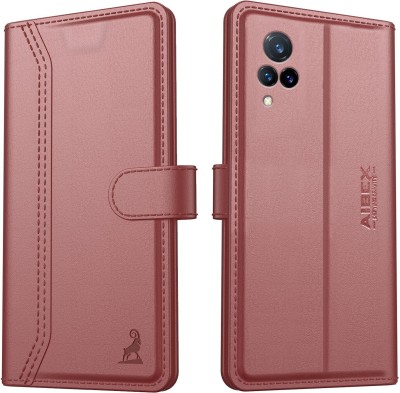 AIBEX Flip Cover for Vivo V21 5G|Vegan PU Leather |Foldable Stand & Pocket(Brown, Cases with Holder, Pack of: 1)