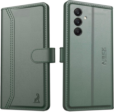 AIBEX Flip Cover for Samsung Galaxy A15 5G |Vegan PU Leather |Foldable Stand & Pocket |Magnetic Closure(Green, Cases with Holder, Pack of: 1)