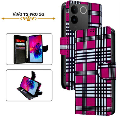 Asmart Flip Cover for Vivo T2 Pro 5G(Pink, Pack of: 1)