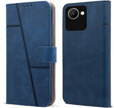 spaziogold Flip Cover for Realme C30(Premium Leather Material | Built-in Stand | Card Slots and Wallet)(Blue, Dual Protection, Pack of: 1)