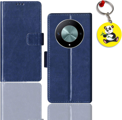 HANIRY Flip Cover for Honor X9B 5G flip cover | ALI-NX1 flip cover | Free Panda Keychain | Blue(Blue, Magnetic Case, Pack of: 1)
