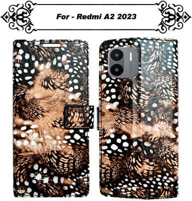 Asmart Flip Cover for Redmi A2 2023(Brown, Pack of: 1)