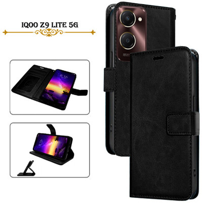 Cutemart Flip Cover for IQOO Z9 Lite 5G(Black, Pack of: 1)