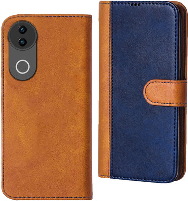 GLOBAL NOMAD Flip Cover for Vivo V50e 5G(Blue, Brown, Dual Protection, Pack of: 1)
