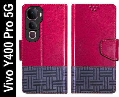 Telecase Flip Cover for Vivo Y400 Pro 5G Back Cover Case with Magnatic Closure(Red, Shock Proof, Pack of: 1)