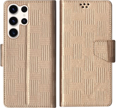 Telecase Flip Cover for Samsung Galaxy S22 Ultra 5G(Gold, Shock Proof, Pack of: 1)