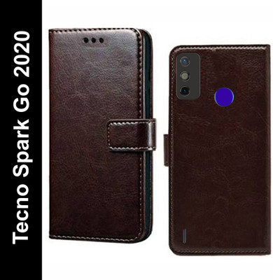 Wynhard Flip Cover for Tecno Spark Go 2020(Brown, Grip Case, Pack of: 1)
