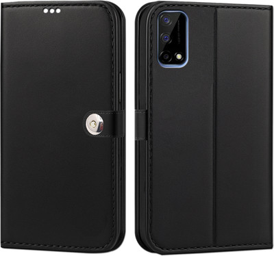Lairon Flip Cover for Realme Narzo 30 Pro 5G|Premium Leather Finish | Magnetic Closure |Kickstand Feature(Black, Dual Protection, Pack of: 1)