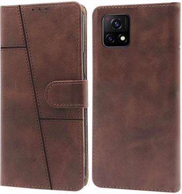 spaziogold Flip Cover for Vivo Y72 5G(Premium Leather Material | 360-Degree Protection | Card Slots and Wallet)(Brown, Dual Protection, Pack of: 1)