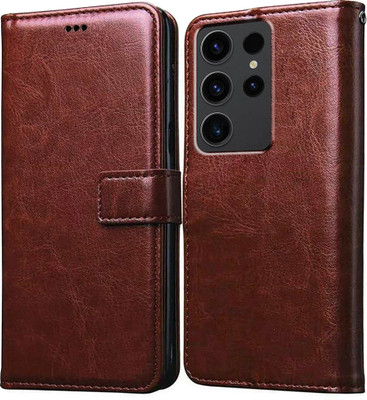 Casotec Flip Cover for Samsung Galaxy S23 Ultra 5G(Brown, Pack of: 1)