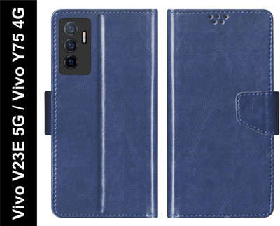 SBMS Flip Cover for Vivo Y75 4G / Vivo V23e 5G Back Cover Case with Magnatic Closure(Blue, Shock Proof, Pack of: 1)