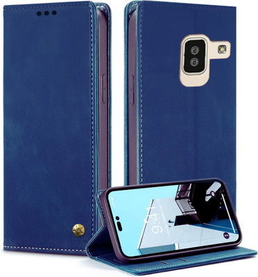 GoPerfect Wallet Case Cover for Samsung Galaxy J6 Plu, Premium Imported Business Series Flip Back Cover(Blue, Grip Case, Pack of: 1)