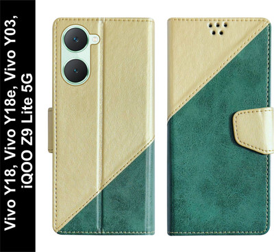 SBMS Flip Cover for Vivo Y18 / Vivo Y18e / Vivo Y03 / Vivo T3 Lite 5G / iQOO Z9 Lite 5G(Green, Shock Proof, Pack of: 1)