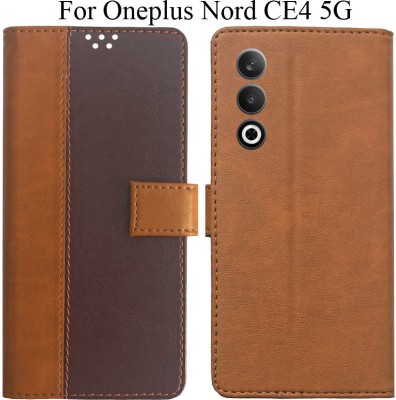 MYSHANZ Flip Cover for Oneplus Nord CE 4 5G(Brown, Magnetic Case)