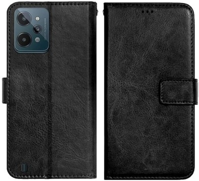 AUTOCASE Flip Cover for Realme C31 Premium Leather Finish, with Card Pockets, Wallet Stand(Black, Grip Case, Pack of: 1)