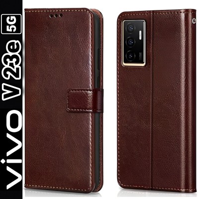 FASHIFY Flip Cover for Vivo V23E 5G(Brown, Cases with Holder, Pack of: 1)