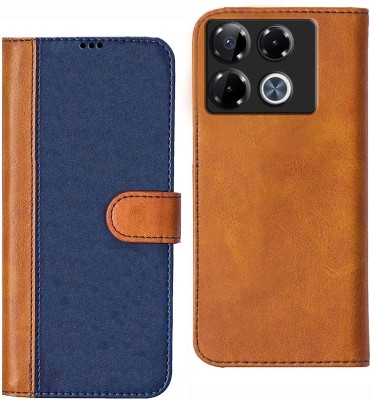 Knotyy Flip Cover for Infinix Note 40 Pro 5G(Blue, Brown, Dual Protection, Pack of: 1)