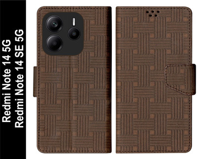 SBMS Flip Cover for Xiaomi Mi Redmi Note 14 5G / Redmi Note 14 SE 5G Back Cover Case with Magnatic Closure(Brown, Shock Proof, Pack of: 1)