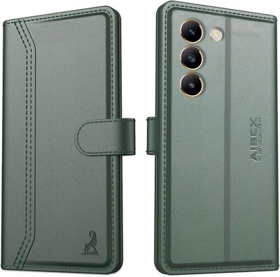 AIBEX Flip Cover for Vivo T3 5G / Vivo Y200e 5G|Vegan PU Leather |Foldable Stand & Pocket |Magnetic Closure(Green, Cases with Holder, Pack of: 1)