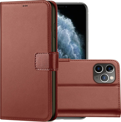 Juberous Flip Cover for Apple iPhone 11 Pro Max(Brown, Grip Case, Pack of: 1)