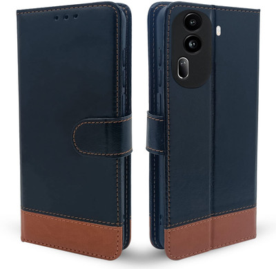 PAKME XUSIVE Flip Cover for Oppo Reno 11 PRO 5G -Dual-Color Leather Finish Wallet - Black & Brown(Black, Dual Protection)
