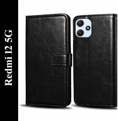 Wynhard Flip Cover for Redmi 12 5G(Black, Grip Case, Pack of: 1)