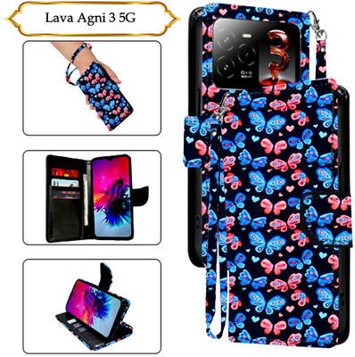 Asmart Flip Cover for Lava Agni 3 5G(Black, Pack of: 1)