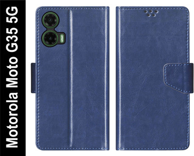 SBMS Flip Cover for Motorola Moto G35 5G Back Cover Case with Magnatic Closure(Blue, Shock Proof, Pack of: 1)