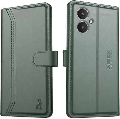 AIBEX Flip Cover for Xiaomi Redmi 13C 5G|Vegan PU Leather |Foldable Stand & Pocket |Magnetic Closure(Green, Cases with Holder, Pack of: 1)