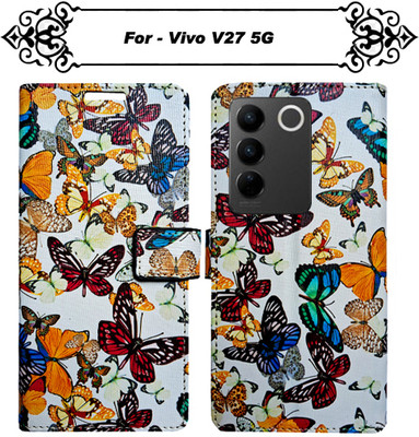 Asmart Flip Cover for Vivo V27 5G(White, Pack of: 1)