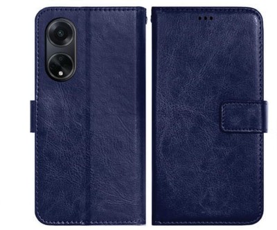 AmericHome Flip Cover for Oppo F23 5G Leather Finish & Inbuilt Stand(Blue, Dual Protection, Pack of: 1)