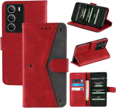 Aaghosh Flip Cover for Realme C73 5G, realme C75 5G, Realme Narzo 80 Lite 5G, Realme P3 Lite 5G(Red, Shock Proof, Pack of: 1)