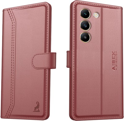 AIBEX Flip Cover for Vivo T3 5G / Vivo Y200e 5G|Vegan PU Leather |Foldable Stand & Pocket |Magnetic Closure(Brown, Cases with Holder, Pack of: 1)