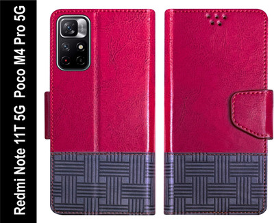 Telecase Flip Cover for Redmi Note 11T 5G / Poco M4 Pro 5G Back Cover Case with Magnatic Closure(Red, Shock Proof, Pack of: 1)
