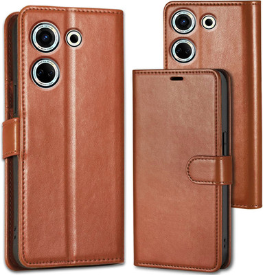 Pidgeot Flip Cover for Tecno Camon 20 4G| Inside TPU with Card Pockets | Wallet Stand | Magnetic Closure |(Brown, Dual Protection, Pack of: 1)