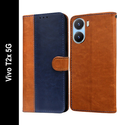 Casotec Flip Cover for Vivo T2x 5G(Brown, Pack of: 1)