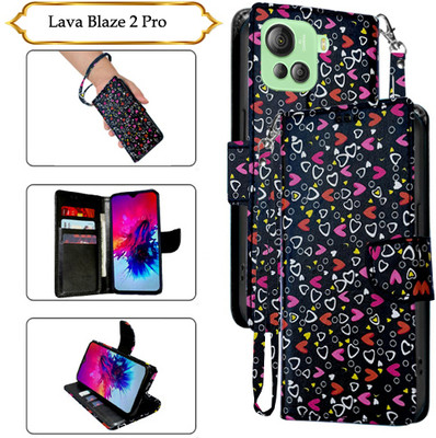 Cutemart Flip Cover for Lava Blaze 2 Pro(Black, Pack of: 1)